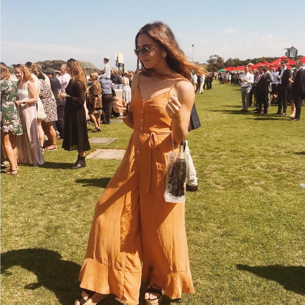 mustard velvety sancia flowy jumpsuit